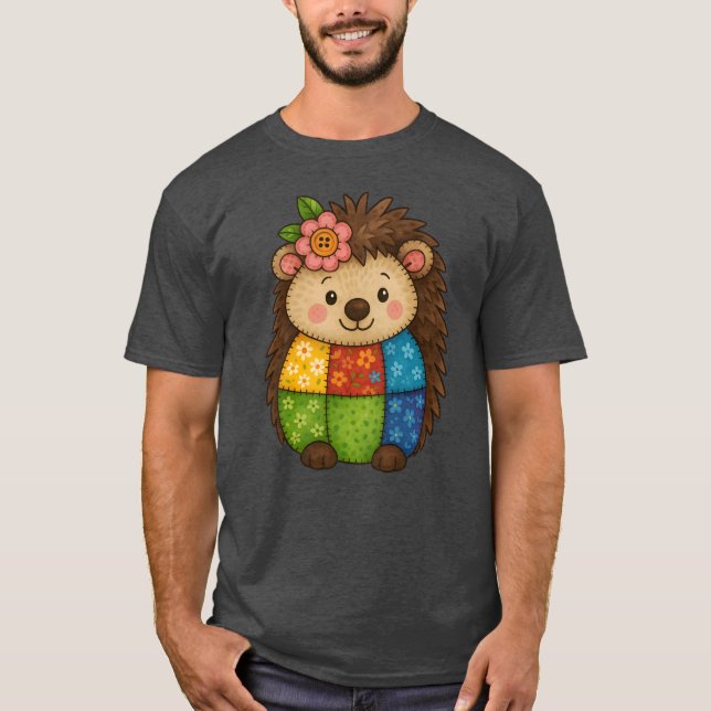 Patchwork-Igel Süßes Tier lustig T-Shirt (Vorderseite)