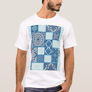 Patchwork-Kacheln, nahtloser Hintergrund. T-Shirt
