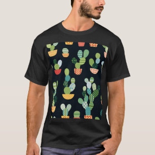 Patchwork-Kaktus-Pflanze Nahtloses Muster T-Shirt