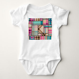 Patchwork Karierter, Vintager Nahtloser Hintergrun Baby Strampler