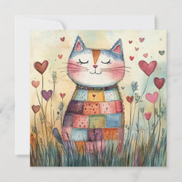 Patchwork Katze Valentine Feiertagskarte