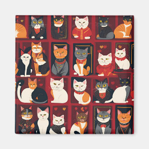 Patchwork-Katzen AI-Kunstmagnet Magnet