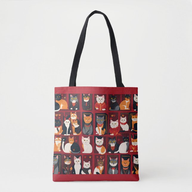 Patchwork-Katzen KI-Kunst-Tragetasche (Vorderseite)