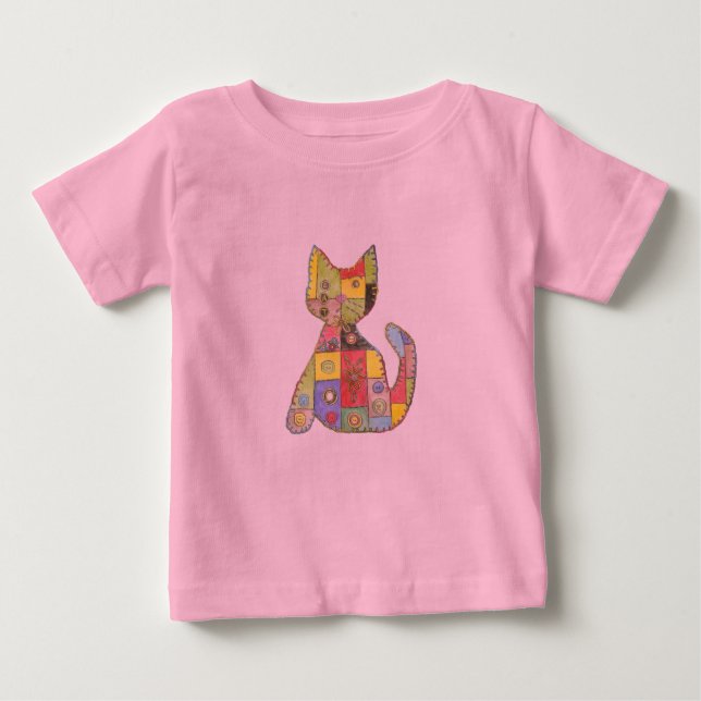 Patchwork Katzenrosa T - Shirt (Vorderseite)