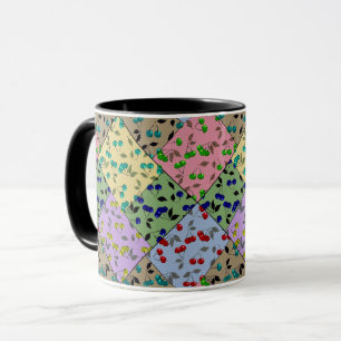 Patchwork-Kirsch-Beeren-Retro-Vintage-Farben lusti Tasse