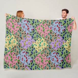 Patchwork Kirschbeere Retro Vintage Farben lustige Fleecedecke
