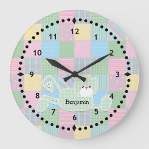 Patchwork Kitt Kinderzimmer Wall Clock Große Wanduhr