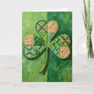 Patchwork-Kleeblatt zum St. Patrick's Day Feiertagskarte