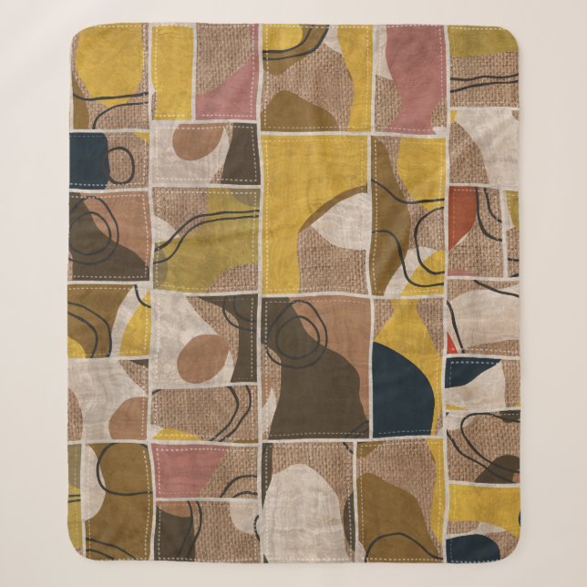 Patchwork-Kollage-Quilt: gemusterter Druck. Sherpadecke (Vorderseite)