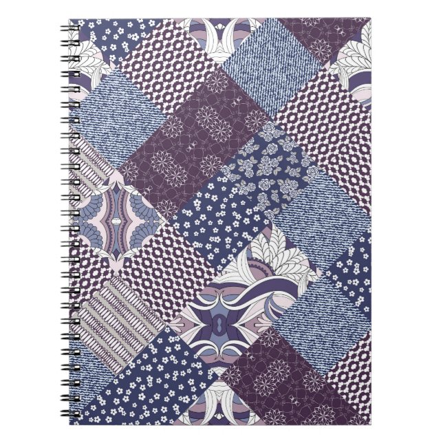 Patchwork-Kritzelei: Nahtloses Vintage-Boho-Muster Notizblock (Vorderseite)