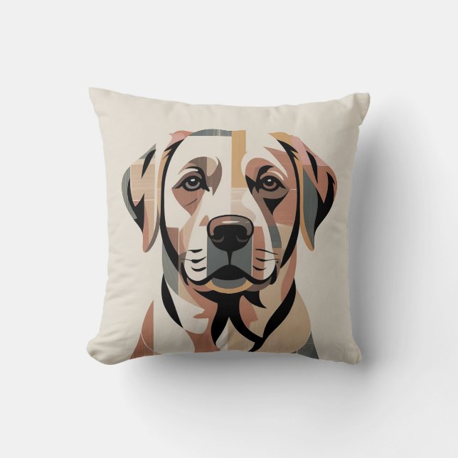 Patchwork Labrador Kuschelndes Neutral Kissen (Vorderseite)