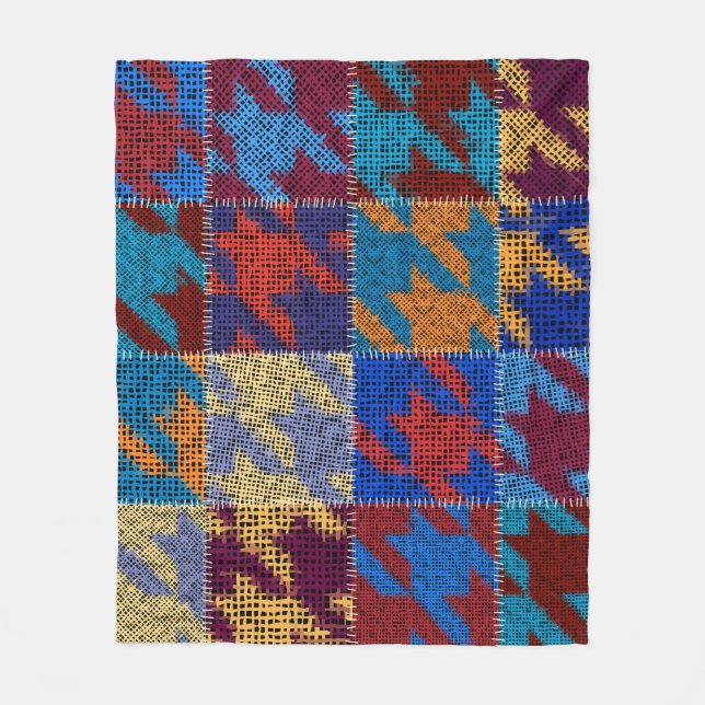 Patchwork-Leinwand: imitiertes Vintage-Muster. Fleecedecke (Vorderseite)