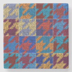 Patchwork-Leinwand: imitiertes Vintage-Muster. Steinuntersetzer