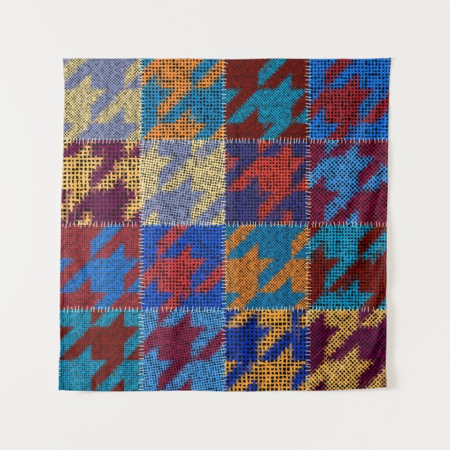 Patchwork-Leinwand: imitiertes Vintage-Muster. Wandteppich (Vorderseite)