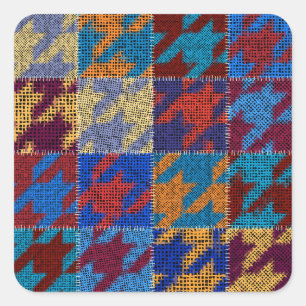 Patchwork-Leinwand: Nachahmung Vintager Muster. Quadratischer Aufkleber