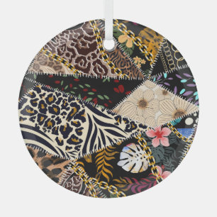 Patchwork Leopard: Ethnic Lining Design. Ornament Aus Glas