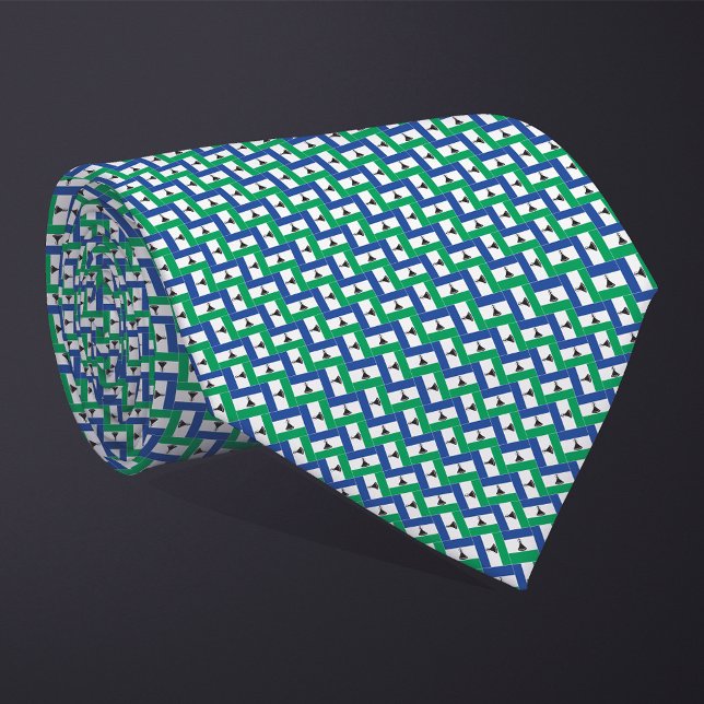 Patchwork Lesotho Flag Muster Krawatte (Von Creator hochgeladen)