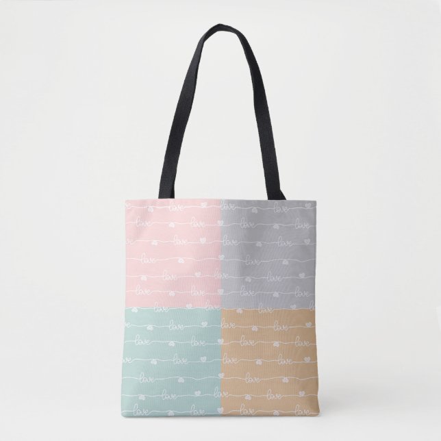 Patchwork Liebe Hearts Pastel Tote Bag (Vorderseite)