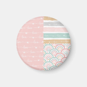 Patchwork-Liebe Hearts Rainbow Pastel Magnet