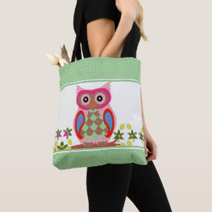 Patchwork-Look-Eule mit Punkten