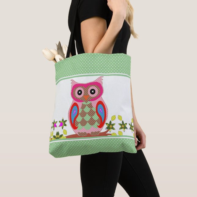 Patchwork-Look-Eule mit Punkten (Von Nahem)