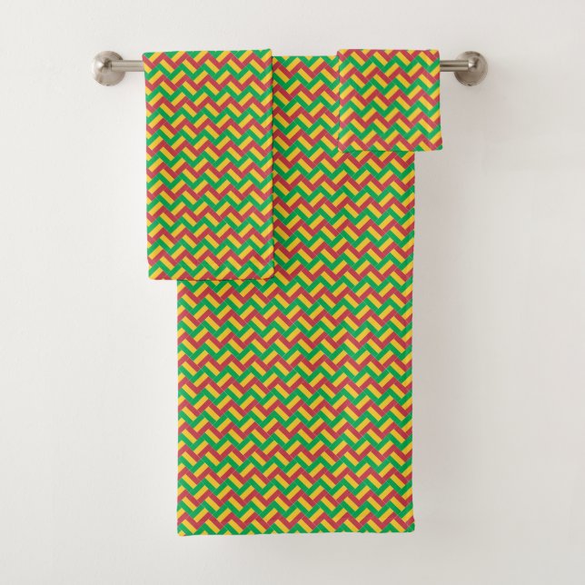 Patchwork Mali Flag Muster Badhandtuch Set (Insitu)