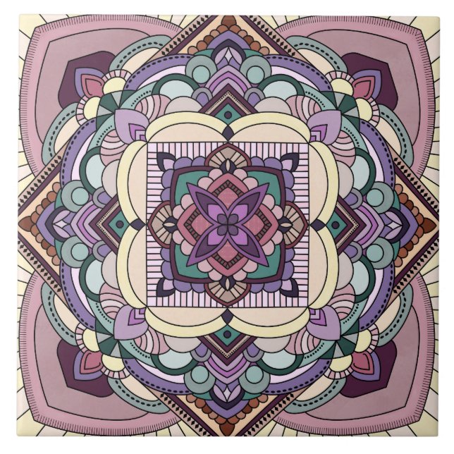 Patchwork Mandala Fliese (Vorderseite)