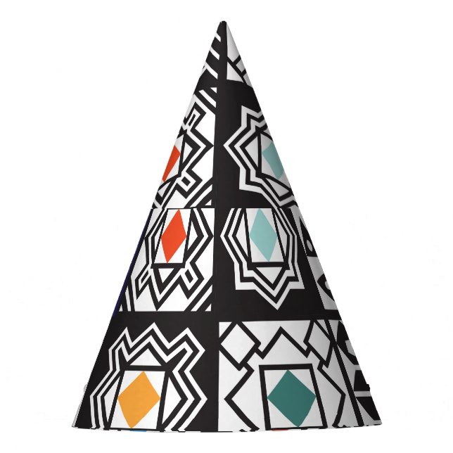 Patchwork Maori: Ethnisches Teppichdesign. Partyhütchen (Vorderseite)