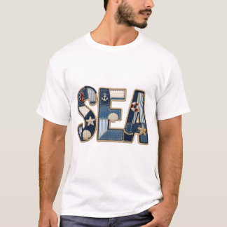 Patchwork-Meer-Quilted-PNG-Küsten-Nähdesign T-Shirt