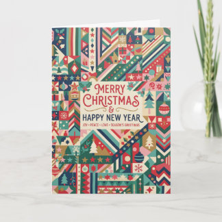 Patchwork Merry Christmas Happy New Year Card Karte