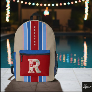Patchwork-Monogramm-Gestreifter-Rucksack-Quilted Bedruckter Rucksack
