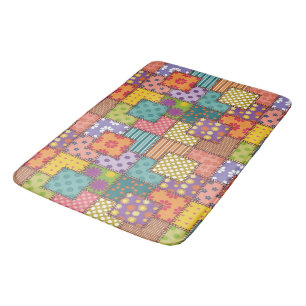 Patchwork Muster Blume Polka Dot Strip Badematte