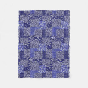 Patchwork Muster Chintz Shades of Blue Polka Dot Fleecedecke