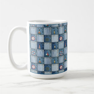 Patchwork Muster mit Meeresthema Lifebuoy Ancho Kaffeetasse