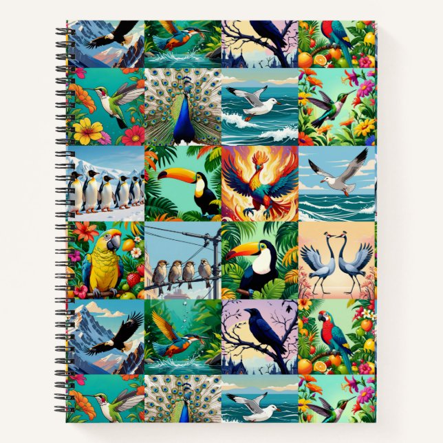 Patchwork-Muster mit Vögeln  Notizbuch (Vorderseite)