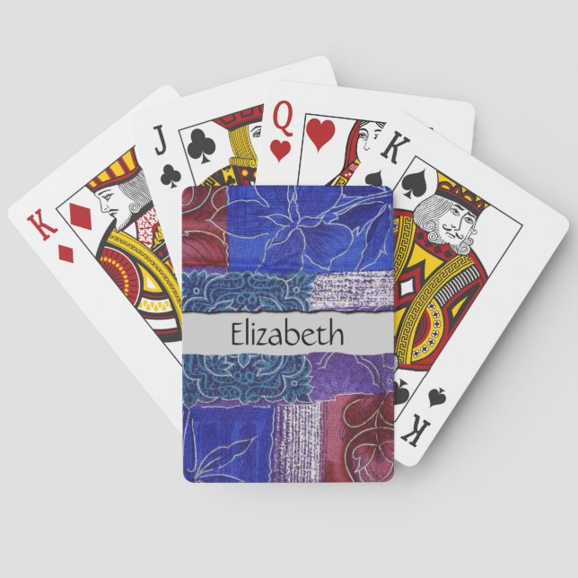 Patchwork-Muster, Patchwork-Hintergrund, Ihr Name Spielkarten (Rückseite)