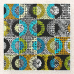 Patchwork-Muster, raue Leinwand-Imitation. Glasuntersetzer