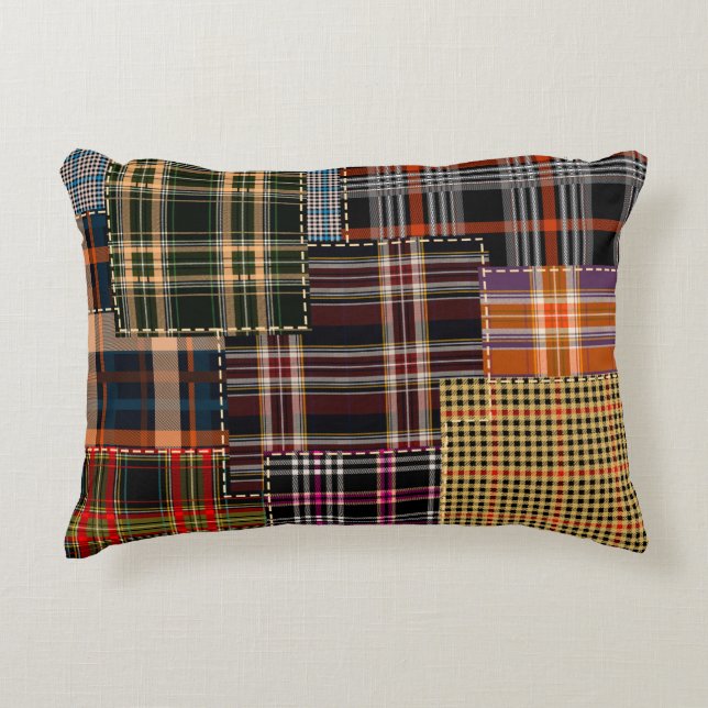 Patchwork-Muster, Tartan-Design, Oberfläche  Dekokissen (Vorderseite)