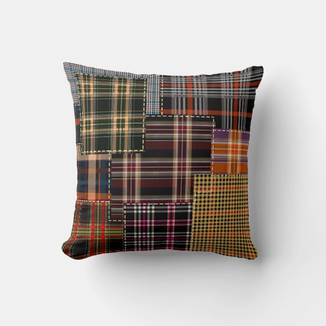 Patchwork-Muster, Tartan-Design, Oberfläche Kissen (Vorderseite)