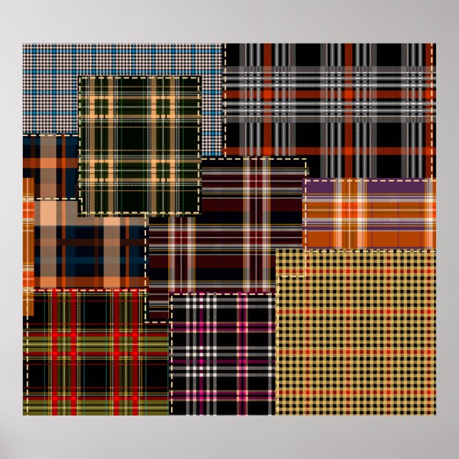 Patchwork-Muster, Tartan-Design, Oberfläche Poster (Vorne)