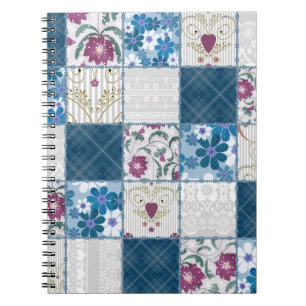 Patchwork nahtlos blumengeschmückter Rahmen Notizblock