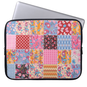 Patchwork nahtlos, niedliches Stoffmuster. Laptopschutzhülle