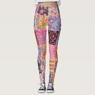 Patchwork nahtlos, niedliches Stoffmuster. Leggings