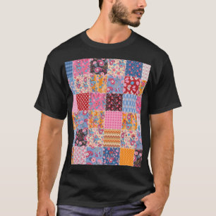 Patchwork nahtlos, niedliches Stoffmuster. T-Shirt