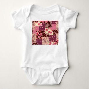 Patchwork Niedlich Nahtloses Muster Baby Strampler