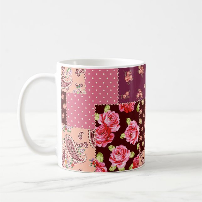 Patchwork Niedlich Nahtloses Muster Kaffeetasse (Links)