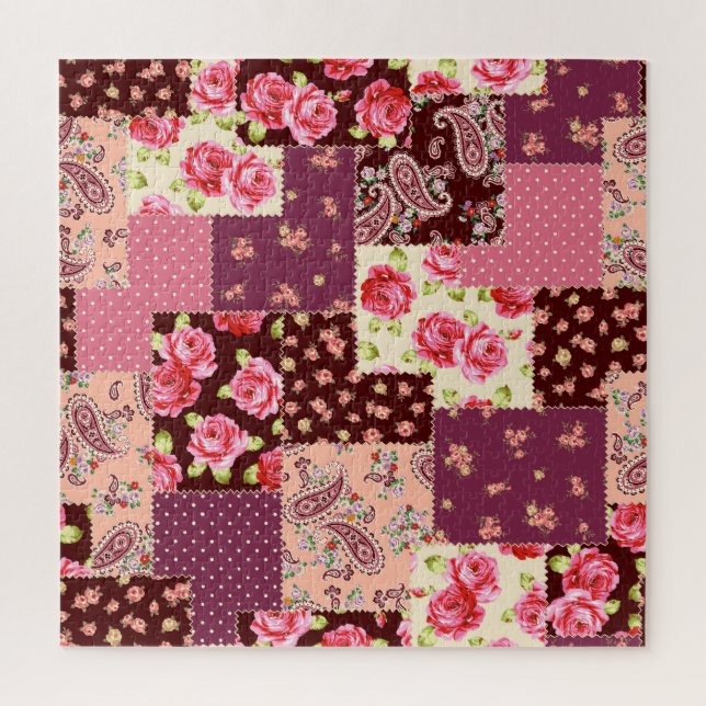 Patchwork Niedlich Nahtloses Muster Puzzle (Vertikal)