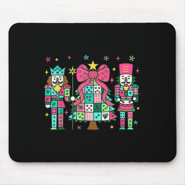 Patchwork Nutcracker Weihnachtsbaum Nk Nutcracker Mousepad (Vorne)