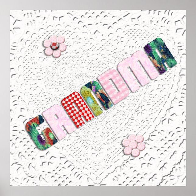Patchwork "Oma" an der Spitze Poster (Vorne)