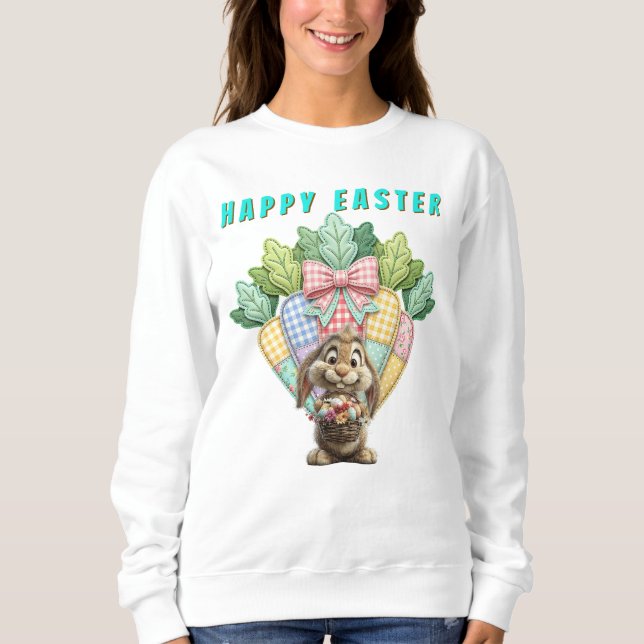 Patchwork-Osterkarotten  Sweatshirt (Vorderseite)